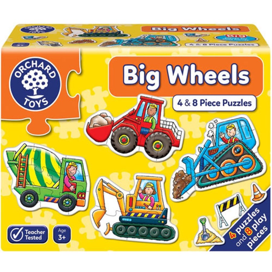 By Category Orchard Toys | Orchard Toys Big Wheels 4-In-1 Jigsaw Puzzle (2 X 4Pc, 2 X 8Pc)