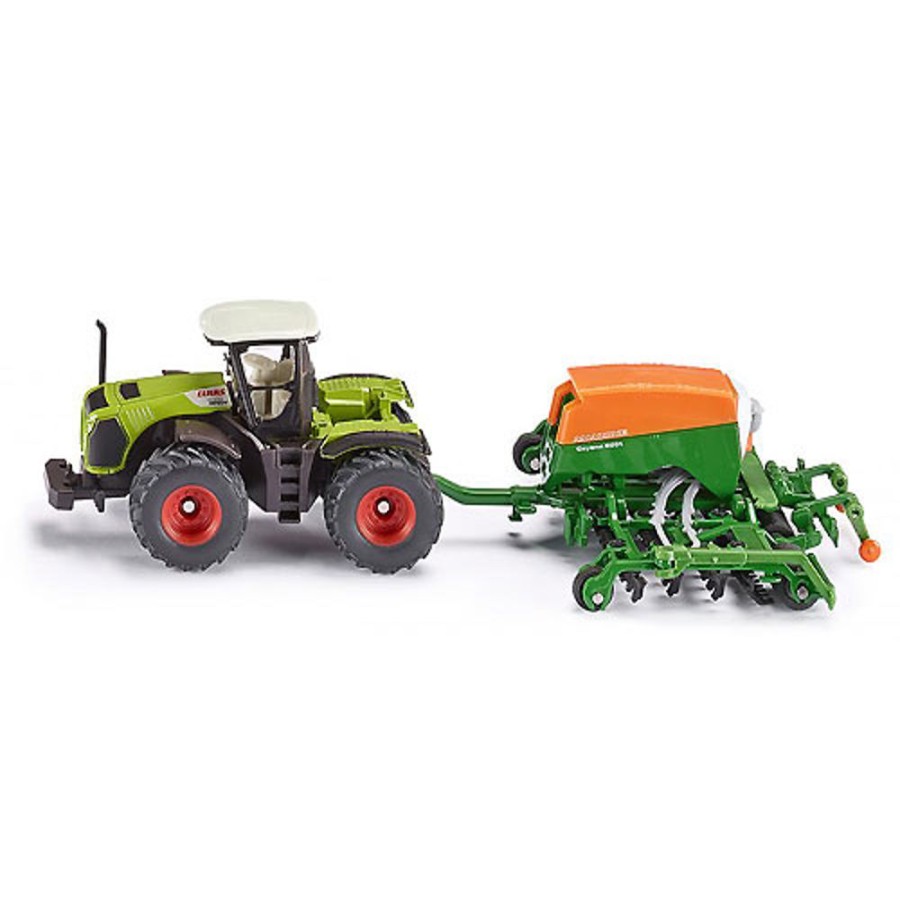 By Category Siku | Siku Diecast Farm Vehicle - Tractor With Seeder (1:87 Scale)