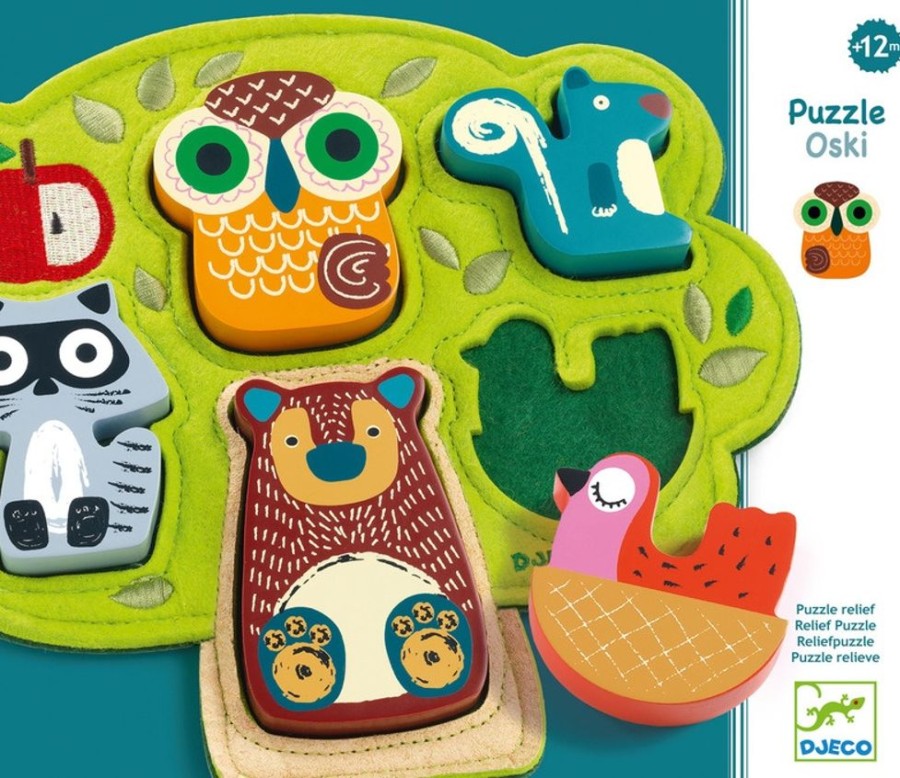 By Category Djeco | Oski Wood Felt Puzzle (Peg Puzzle, 12+ Mths)