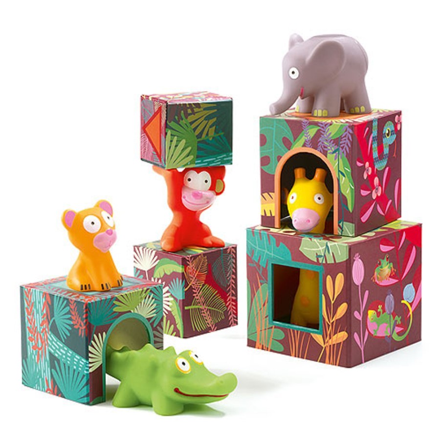 By Category Djeco | Djeco Maxi Topanijungle 5 Stacking Cubes (18+ Mths)