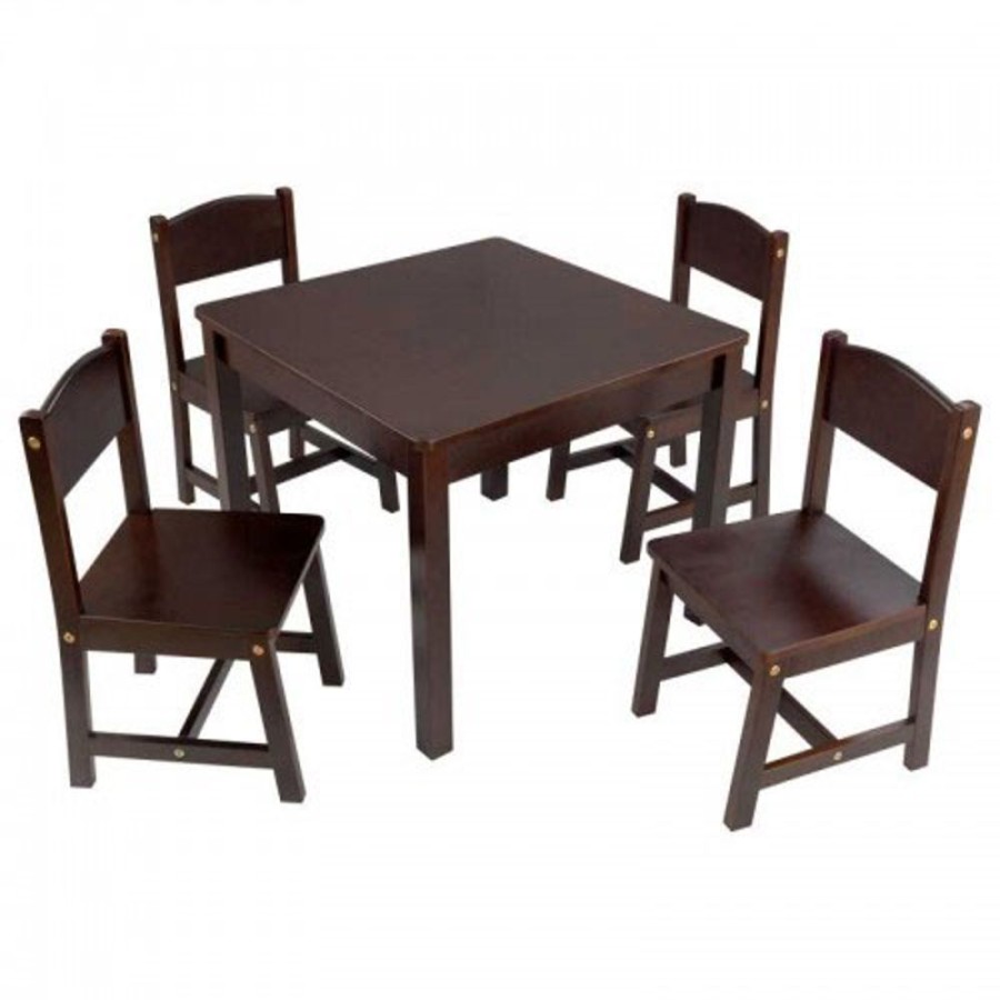 By Category KidKraft | Kidkraft Farmhouse Kids Table And 4 Chair Set - Espresso (3+ Years)