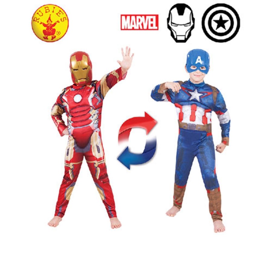 By Category Rubies Deerfield | Marvel Ironman / Captain America Reversible Deluxe Child Costume - Size 4-6 (4 To 6 Years)