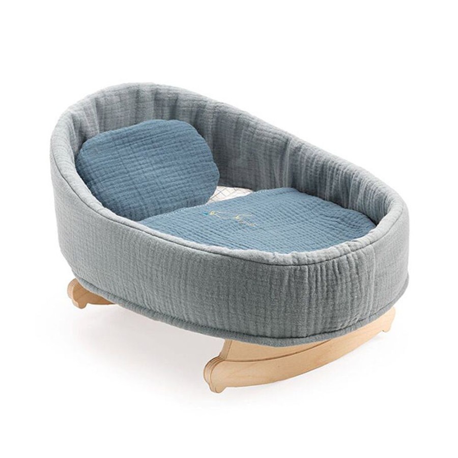 By Category Djeco | Djeco - Blue Dream Doll Rocking Cradle