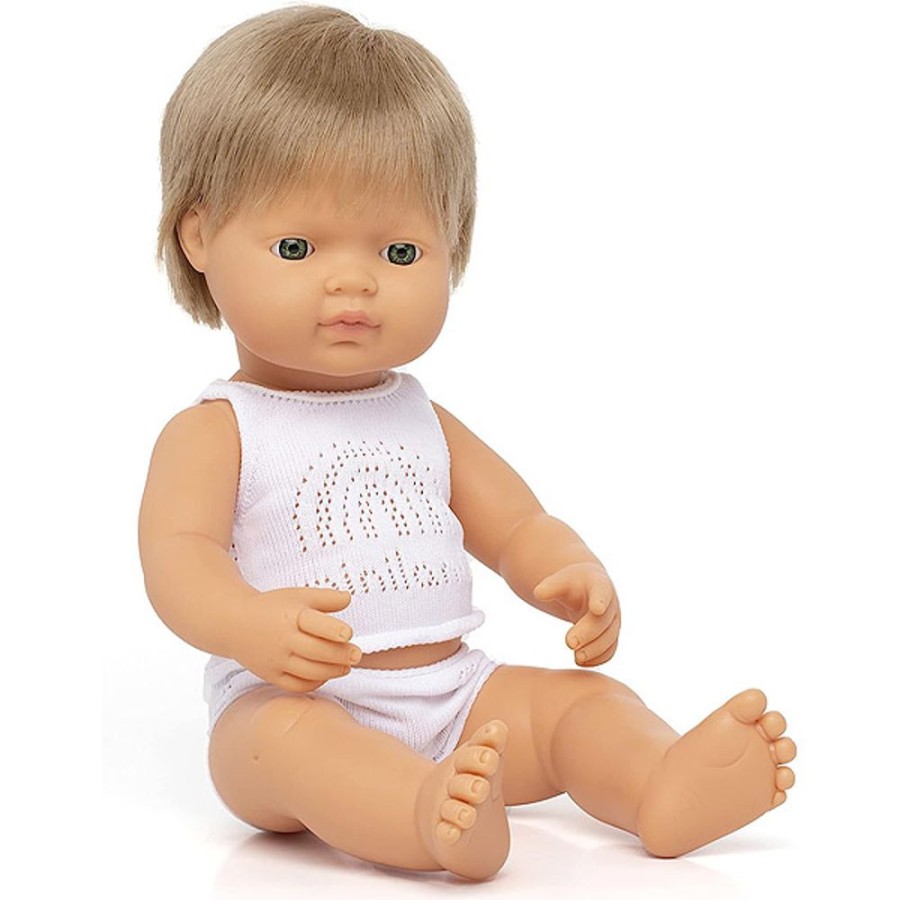 By Category Miniland Educational | Miniland 38Cm Baby Dolls - Miniland 38Cm Caucasian Dark Blonde Boy