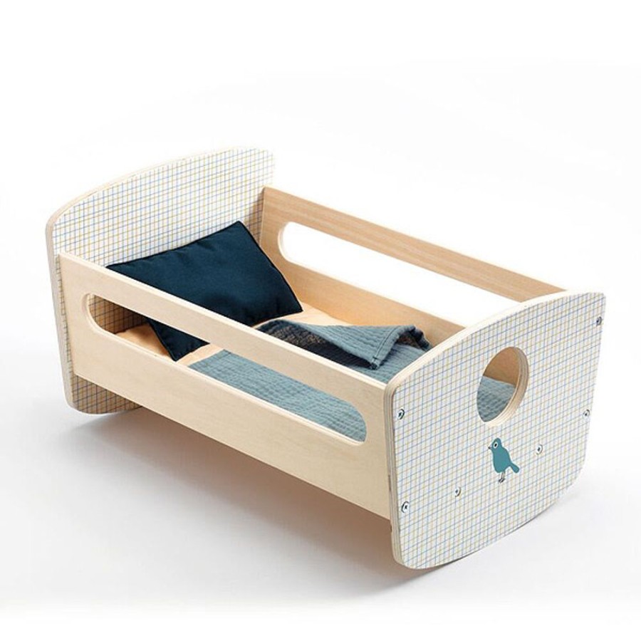 By Category Djeco | Djeco - Doll Blue Night Rocking Cradle Bed