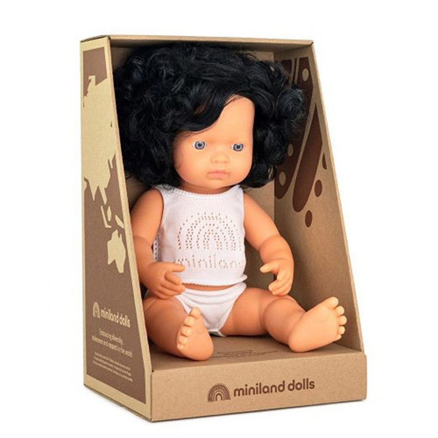 By Category Miniland Educational | Miniland 38Cm Baby Dolls - Black Curly Hair Caucasian Girl