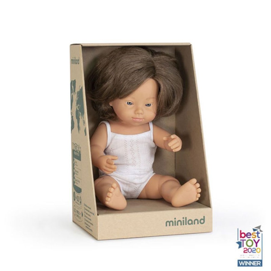 By Category Miniland Educational | Miniland 38Cm Baby Dolls - Down Syndrome - Caucasian Brunette Girl