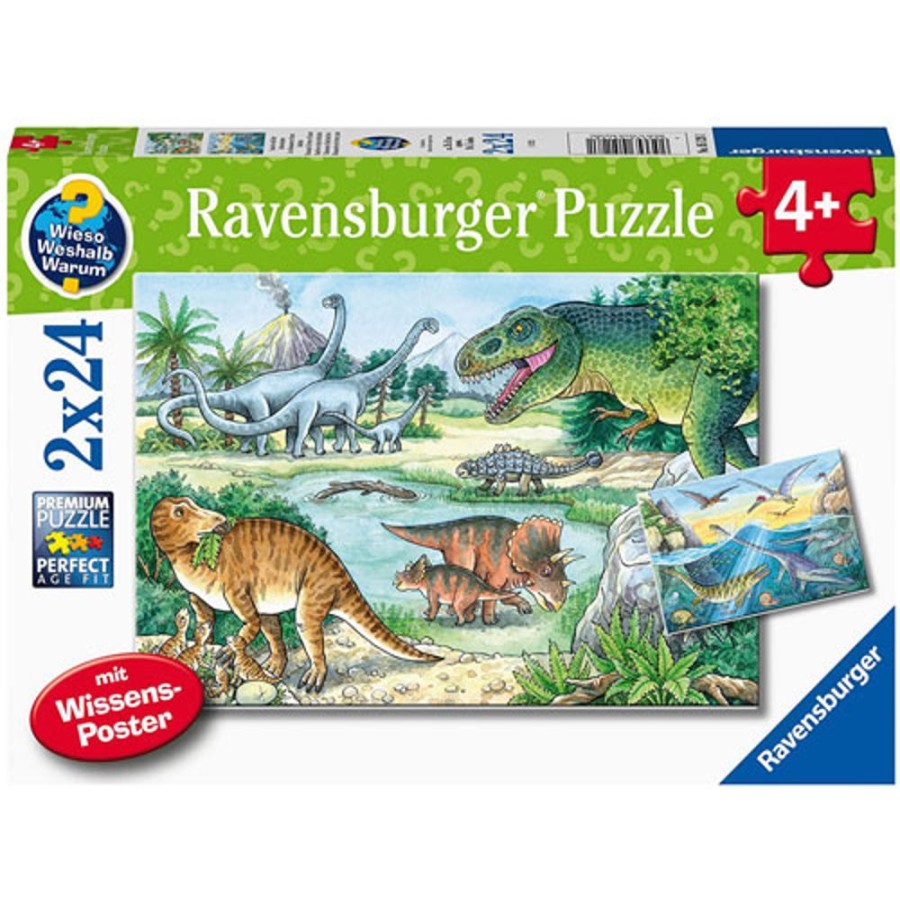 By Category Ravensburger | Ravensburger 2 In 1 Dinosaurs Of Land And Sea Puzzle (2 X 24 Pieces, 4+ Yrs)