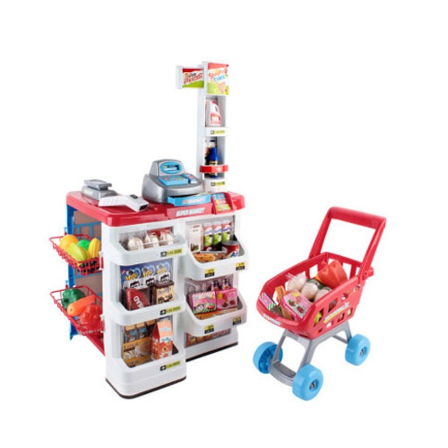 By Category Keezi | Keezi 24 Piece Kids Super Market Toy Set - Red & White