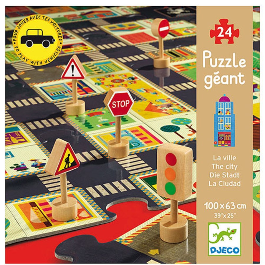 By Category Djeco | Djeco City Road Giant Puzzle (24 Pieces, 3-5 Yrs)